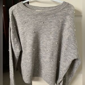 Grey H&M Sweater adorned with Pearls